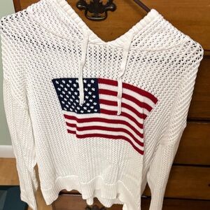 Source Unknown White Knit Blouse with American Flag Design